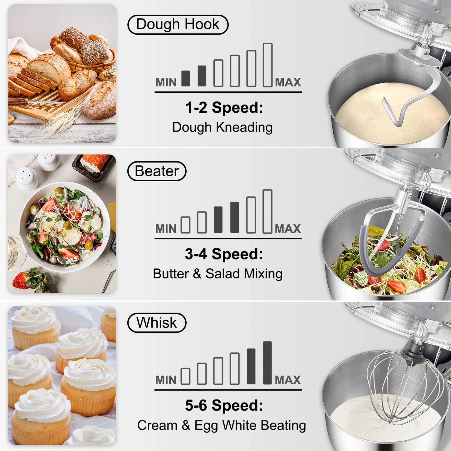 VEVOR 450W Electric Dough Mixer All Metal Stand Mixer with 6 Speeds LCD Screen Timing Tilt-Head Food Mixer Splash-Proof Cover