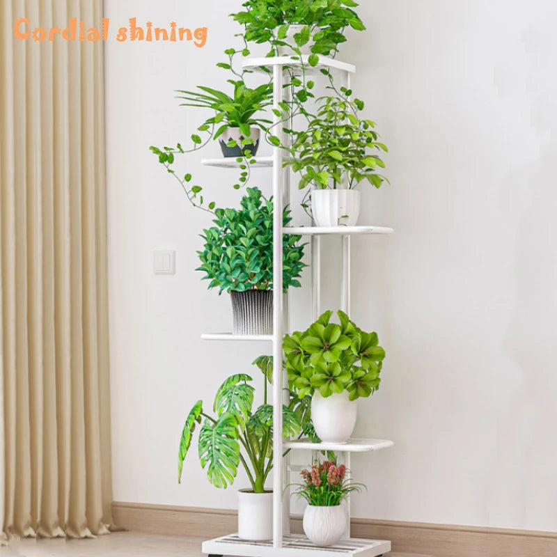 Cordlal Shining Stand For Flowers Iron 6/7/8Layers Plant Holder Storage Shelf Pot Rack Organizer Home Garden Decoration