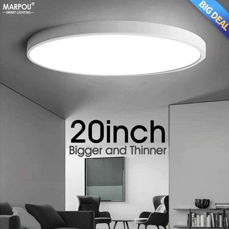 Luz de techo inteligente LED de 0,9 pulgadas, Control remoto/aplicación de atenuación, decorativa para interiores, 24W28W38W AC 220V110V, dormitorio, sala de estar y cocina