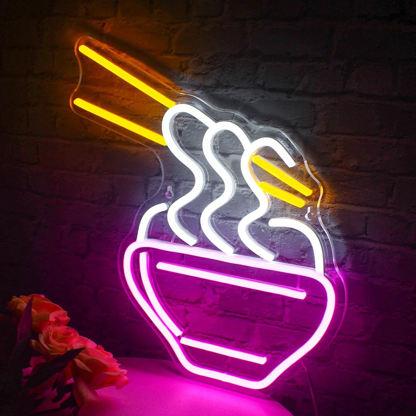 Ramen Neon Sign Led Wall Decor Noodle Light Up Signs for Resturant Home Bar Kitchen Dinning Room Japanese Noodle Decorations