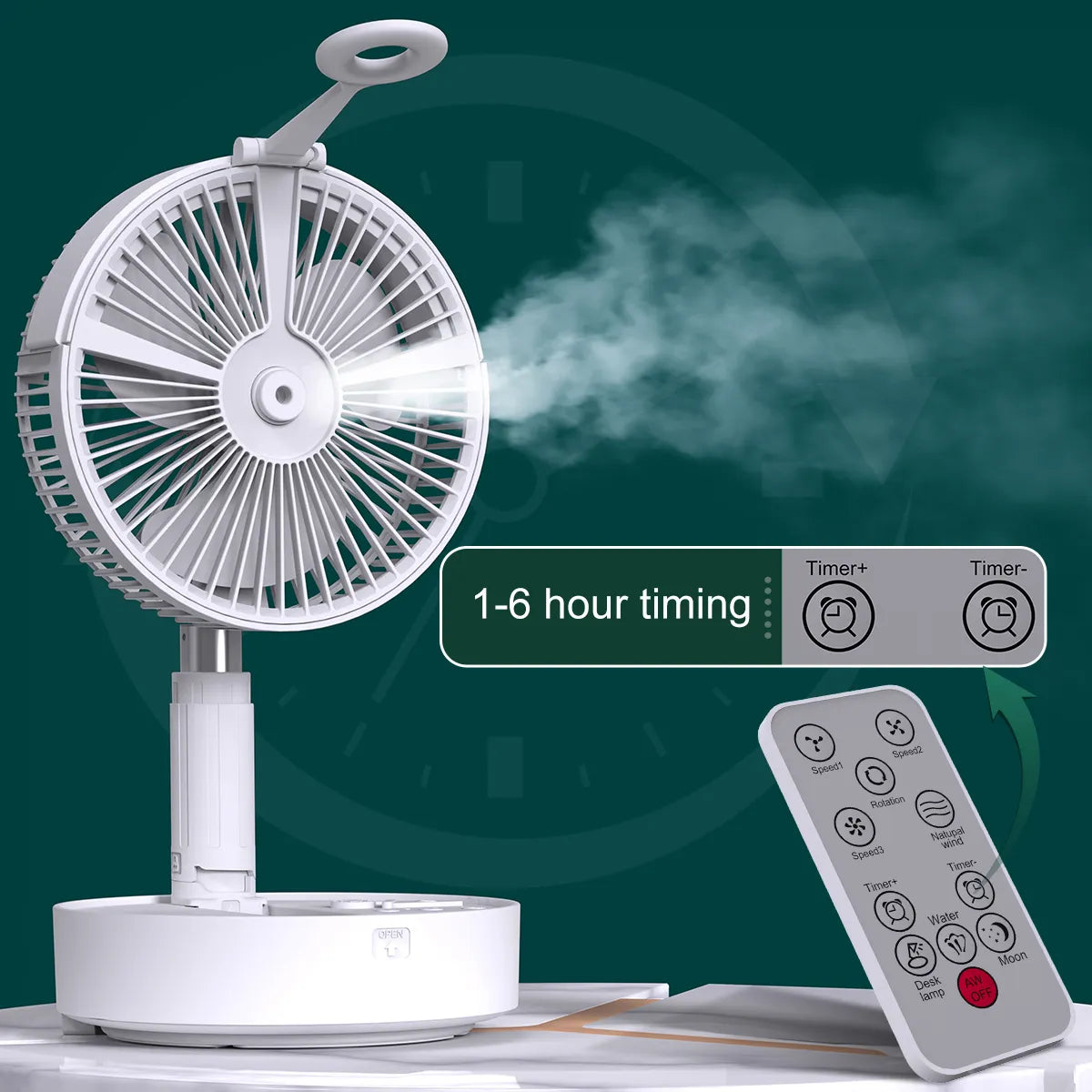 Portable Atomizing fan Personal Battery Powered Folding Water Mist Fan Stand Fan with for Desktop Home Travel Outdoor