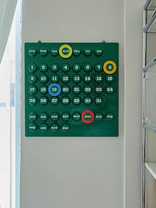 Calendrier de bureau en anneau coloré, mur en plastique ABS, créatif, médiéval, Vintage, bouton de Date, calendrier fin