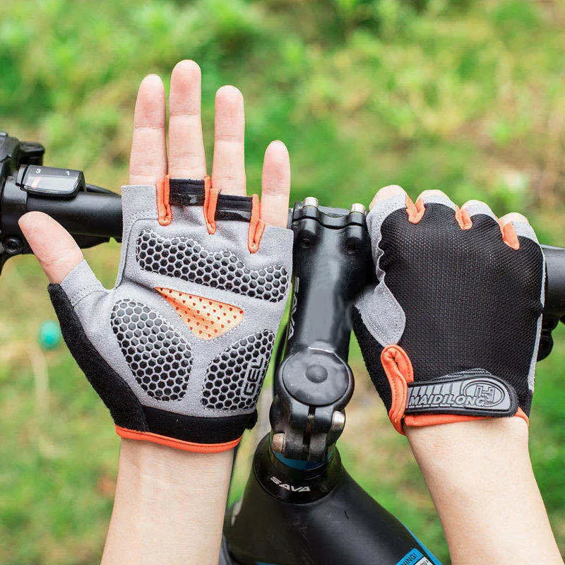 Guantes de ciclismo para hombre, guantes de gimnasio de medio dedo, manopla para mujer, guantes antideslizantes transpirables, guantes de entrenamiento deportivo para Fitness