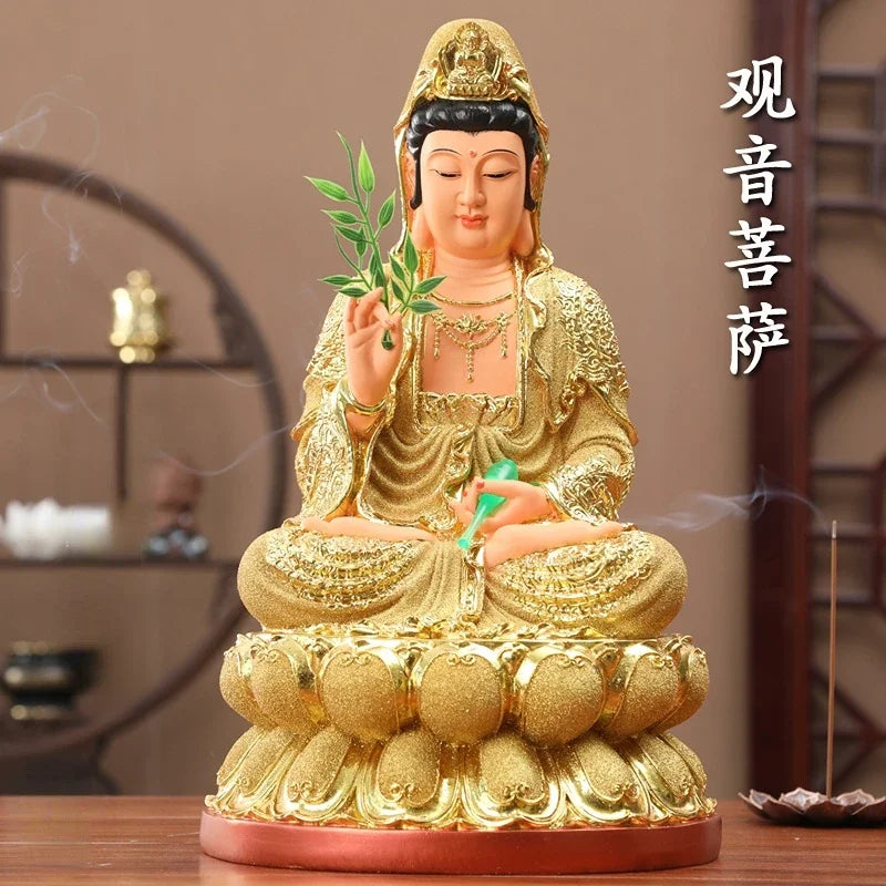 30 CM/11,8 "(H) adoración en el hogar del templo del Buda Guanyin resina hecha a mano Guanyin Bodhisattva adornos para el hogar Nanhai Guanyin Dios