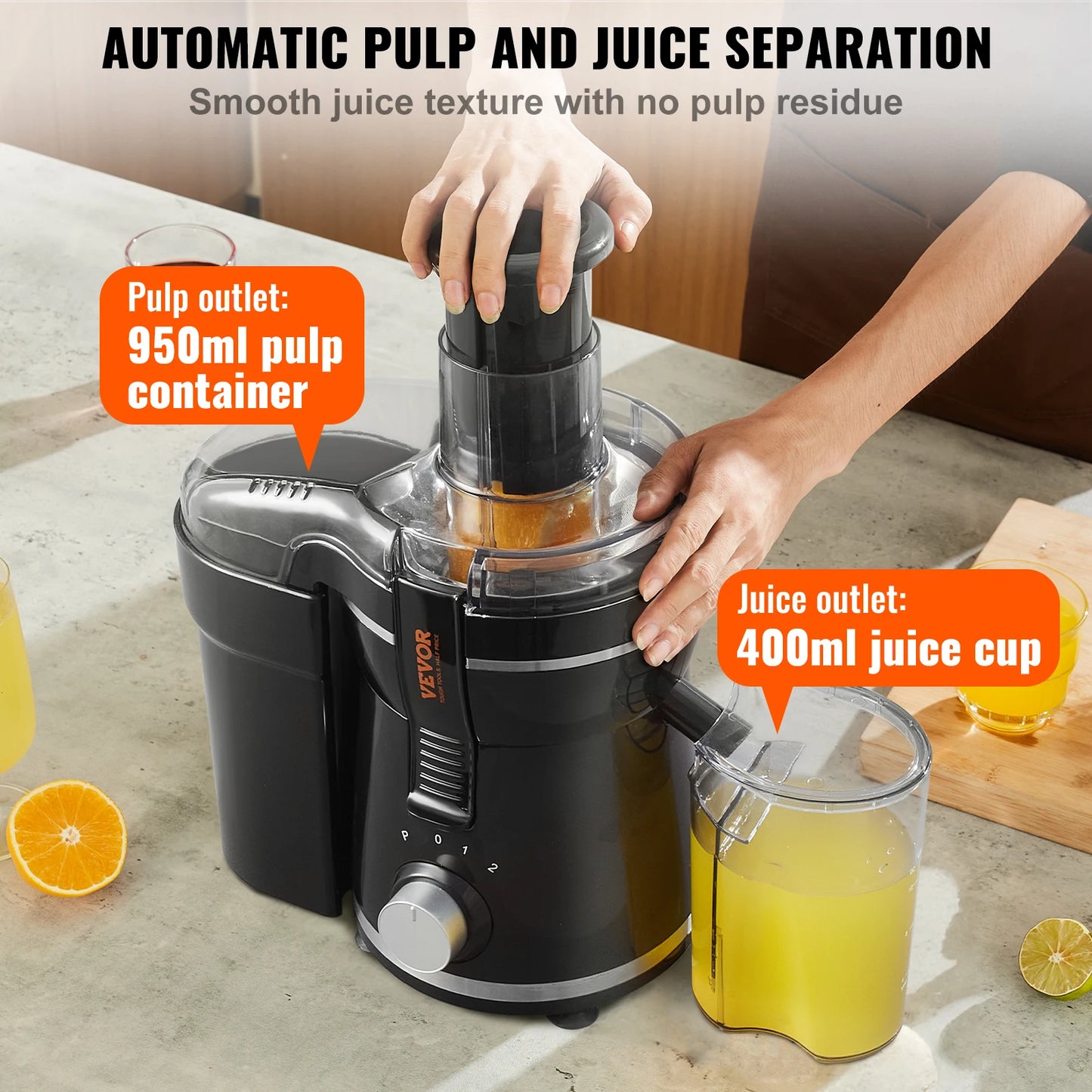 VEVOR Juicer Machine 350W Motor Centrifugal Juice Extractor Easy Clean Centrifugal  Big Mouth Large for Fruits and Vegetables