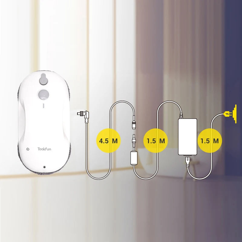 TOOKFUN-limpiador de ventanas robótico inteligente CW1, eléctrico, para el hogar, con pulverizador, limpieza al vacío automática, succión ciclónica de 3000Pa, segura y rápida