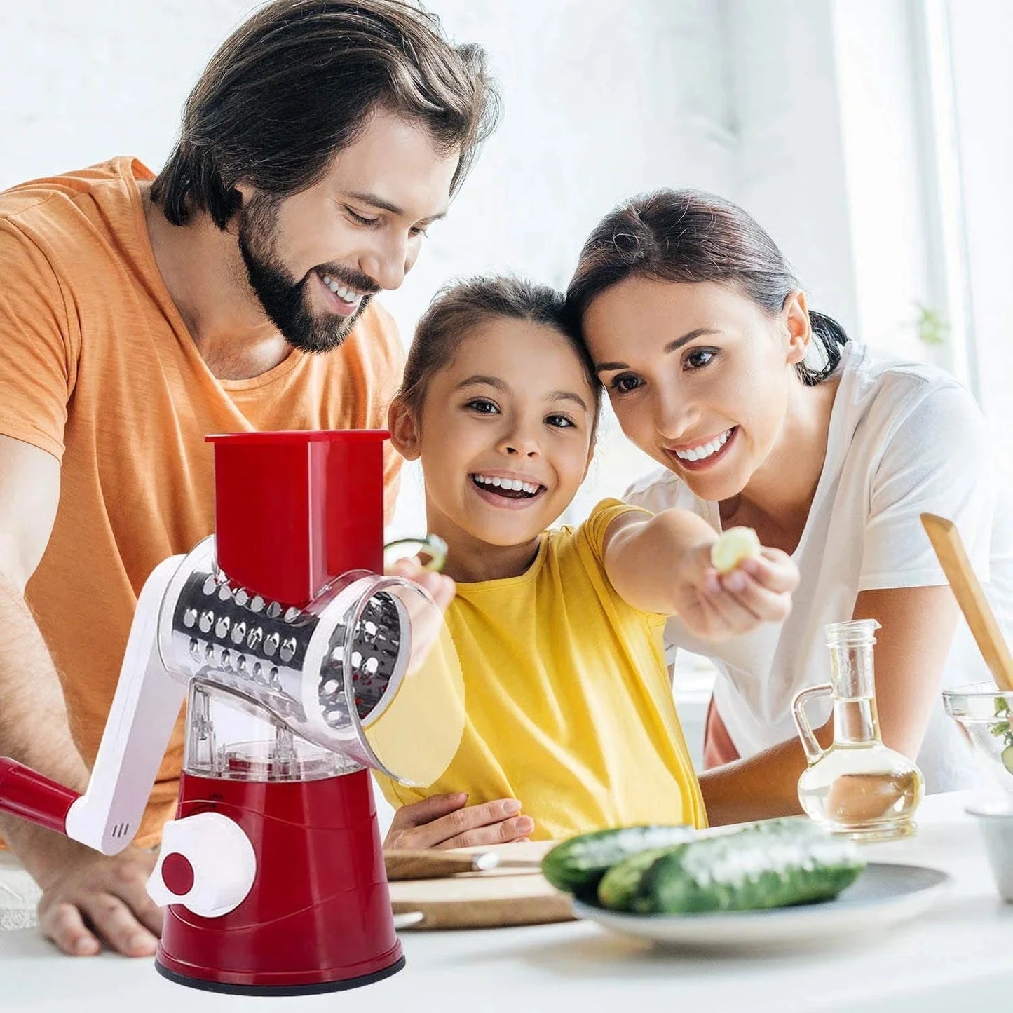 Rallador de queso rotatorio Manual para cortador de verduras, rebanador de patatas con manivela, triturador de cocina para el hogar, rallador, accesorios de cocina