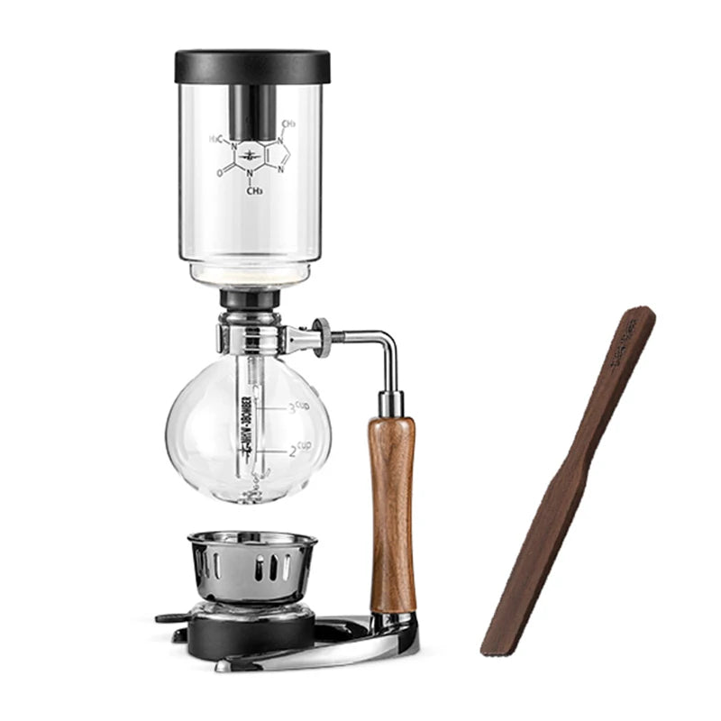 MHW-3BOMBER Syphon Coffee Maker Clear Glass Siphon Coffee Marchine with Vintage Stirrer Professional Home Barista Accessories