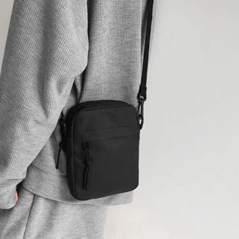 Sac à bandoulière en toile pour hommes, sacoche décontractée, petite pochette à fermeture éclair, Simple, petit sac à bandoulière