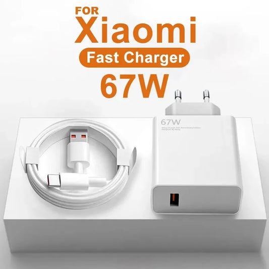 Para Xiaomi Original 67W USB cargador súper rápido adaptador de corriente Mi 12 11 6A Cable tipo C POCO X5 X4 Pro Redmi Note 9 10 11 carga