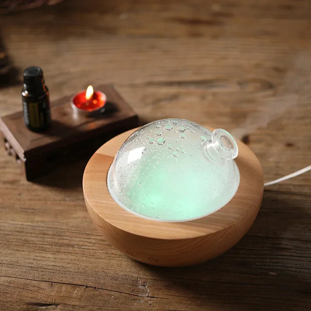 Humidificador difusor de madera, 150ML, pulverizador Bluetooth, Aroma silencioso, gran capacidad, 7 luces nocturnas, máquina de aromaterapia de madera para el hogar