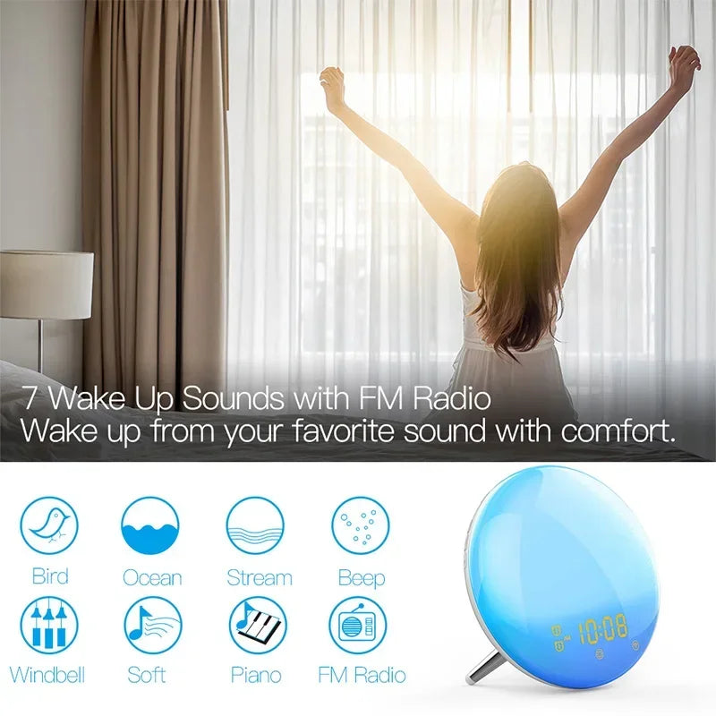 WiFi Tuya Smart Life despertador luz despertador Control remoto inalámbrico amanecer atardecer simulación 4 despertador Alexa Google Home