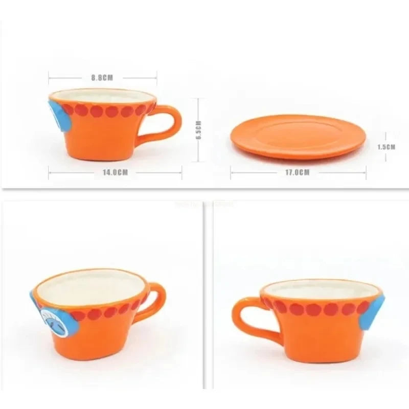 Taza de Cosplay de One Piece Luffy, taza de agua creativa con forma de sombrero de tres hermanos, taza de café Luffy Ace Sabo, Taza de cerámica para fiestas