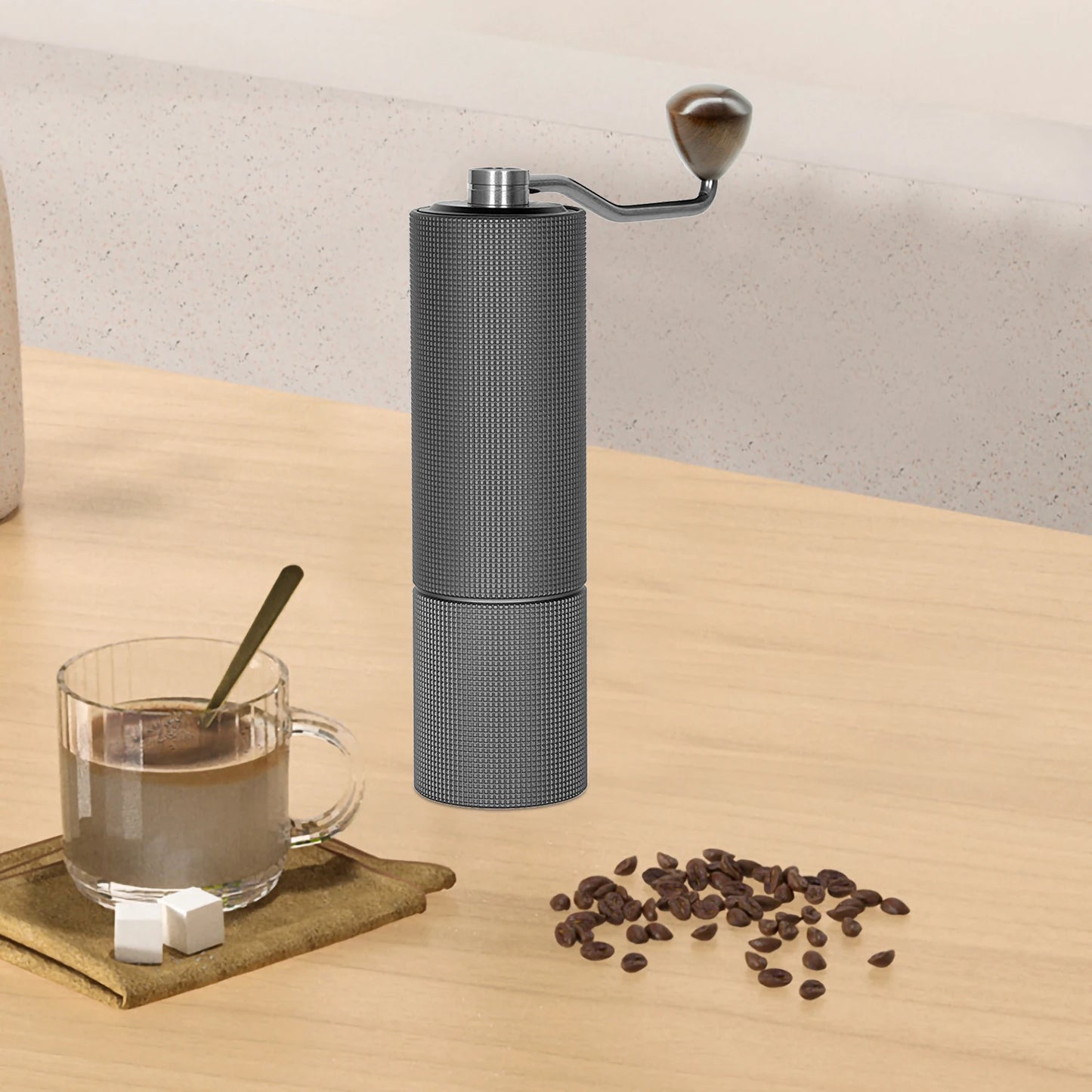 Manual Coffee Grinder With 5core Bearings Portable Coffee Mill Titanium Plating Burr