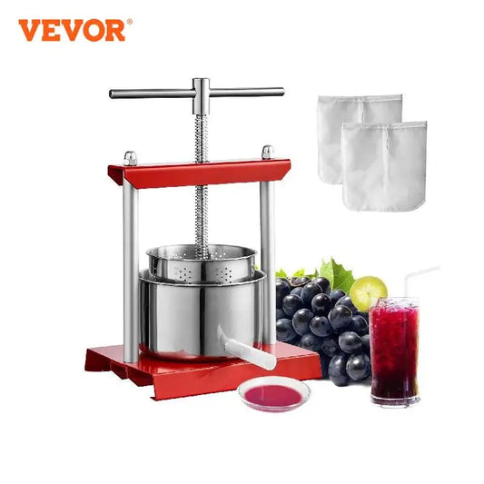 VEVOR-prensa Manual de frutas, exprimidor Manual de acero inoxidable para el hogar, Extractor de zumo de sidra y verduras para cocina casera, 2L, 3L, 6L