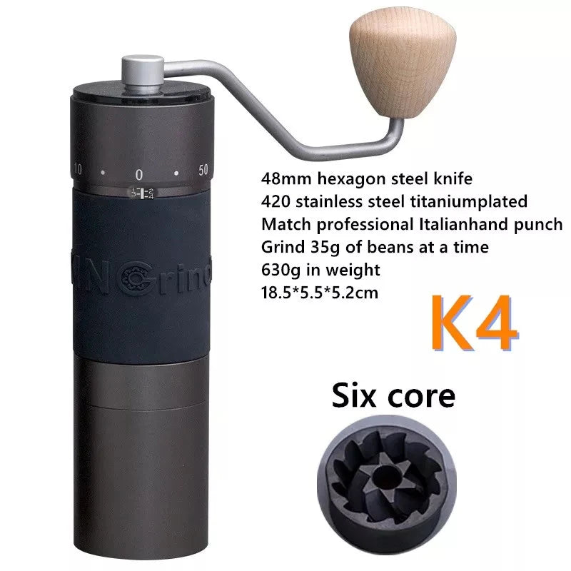 Kingrinder K4 /K6 manual coffee grinder portable mill 420stainless steel 48mm stainless steel Titanium plating burr