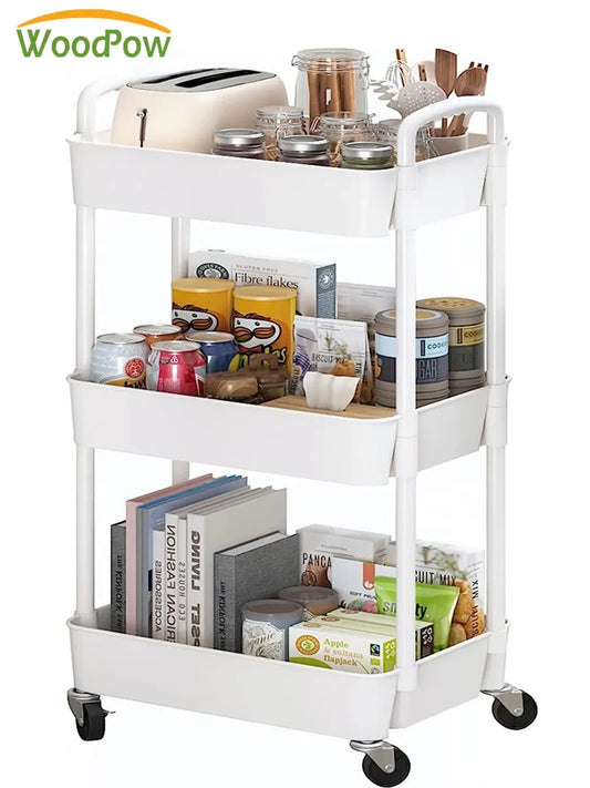 Stockage roulant en plastique multifonctionnel pour la cuisine, le bureau, le salon, fournitures de stockage de chariot domestique mobile multicouche