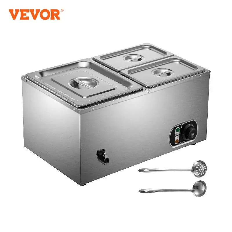 VEVOR-calentador de alimentos eléctrico multitipo, acero inoxidable con ajuste de temperatura, barra sanitaria eficiente para Buffet, uso comercial