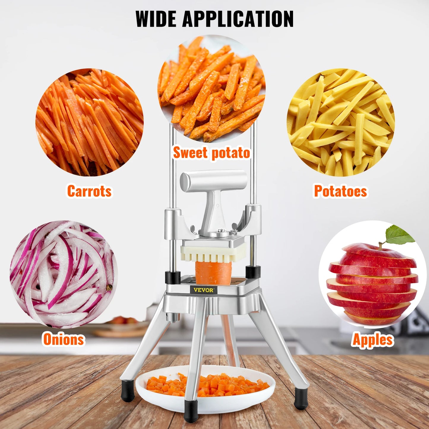 VEVOR 3/8,1/4 Inch Manual Fruit Vegetable Dicer Cutter Commercial Food Cutter Stainless Steel Slicer for Home Restaurant Kitchen