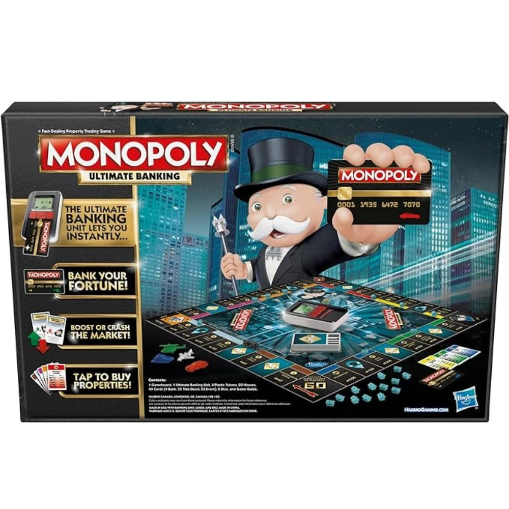 Jeu de société Monopoly Ultimate Banking Edition pour les familles et les enfants à partir de 8 ans, unité bancaire électronique