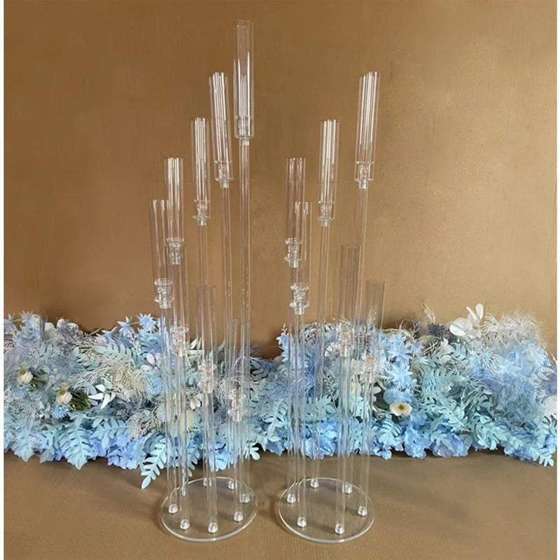 2 pièces 5 pièces 10 pièces décoration de mariage pièce maîtresse candélabres clair bougeoir chandeliers en acrylique pour les mariages événement fête