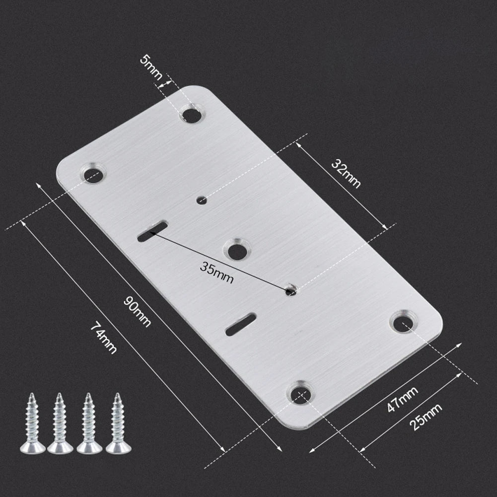 Placa de reparación de bisagra de acero inoxidable para muebles, herramienta de montaje de bisagras para gabinete, placa de fijación de puerta de armario de cocina, 2/4/10/20 piezas