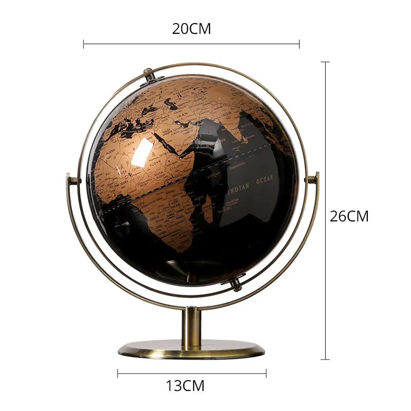 Globo terráqueo de escritorio, accesorios de decoración Retro para el hogar, globo terráqueo de 20CM, adornos de globo ligeros de lujo, mapa del mundo, Oficina de geografía