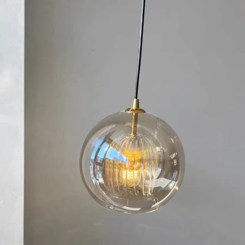 Lampe suspendue en verre au design nordique moderne, luminaire décoratif d'intérieur, idéal pour un Restaurant, une chambre à coucher, une salle à manger, une cuisine, un comptoir d'îlot, un Bar ou une maison