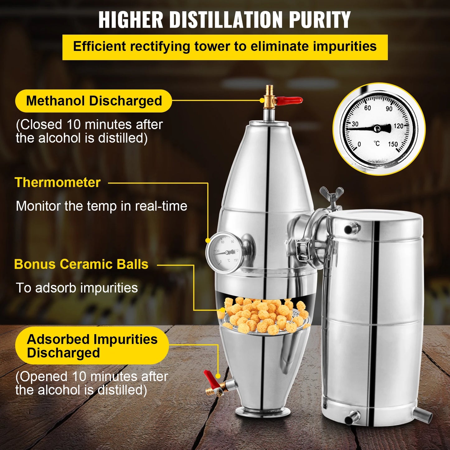 VEVOR-máquina destiladora de Alcohol de 50L, equipo de elaboración de cerveza, aparato dispensador de alcohol ilegal, Kit de electrodomésticos