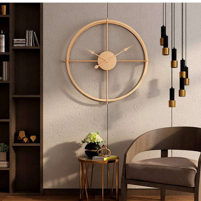 Large Retro Wall Clock Double-walled Square Tube Iron Home Clocks Simple Design Living Room Office Art Wall Decor Hanging Watch