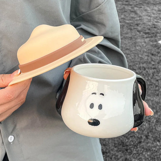 Taza de cerámica de Anime Snoopy, taza masculina y femenina, agua potable para el hogar, taza de agua para oficina, taza de desayuno bonita, taza de café de alta apariencia