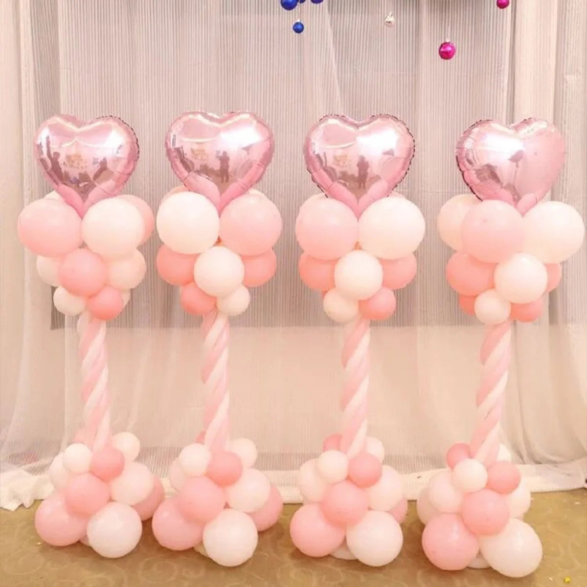 Juego de soporte de columna para globos ajustable, soporte de Metal para globos con Base de plástico para decoración de boda, fiesta de cumpleaños y Baby Shower, 1/2