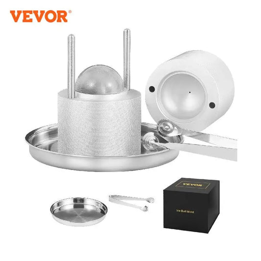 VEVOR 60mm Ice Ball Press Maker Spherical Whiskey Tray Mould Bubble-Free Making Mold DIY Crystal Ice Ball Box for Bar Cocktail