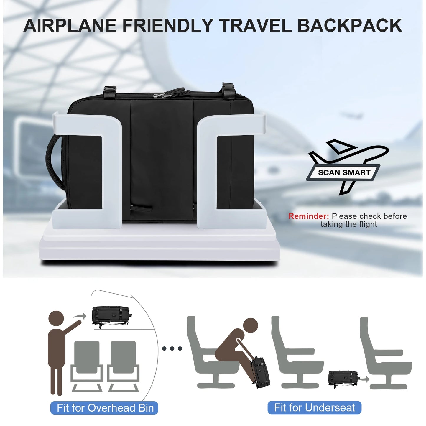 Mochila de viaje grande para hombres,Mochila para ordenador portátil impermeable aprobada por vuelo aéreo,Mochila antirrobo para llevar, Mochila de senderismo