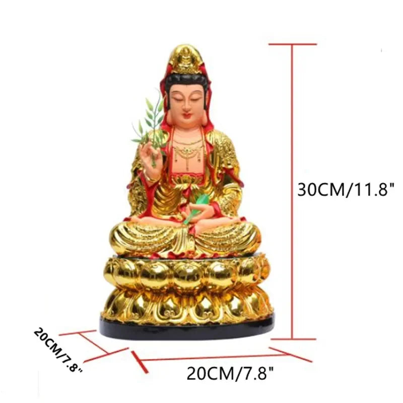 30 CM/11,8 "(H) adoración en el hogar del templo del Buda Guanyin resina hecha a mano Guanyin Bodhisattva adornos para el hogar Nanhai Guanyin Dios