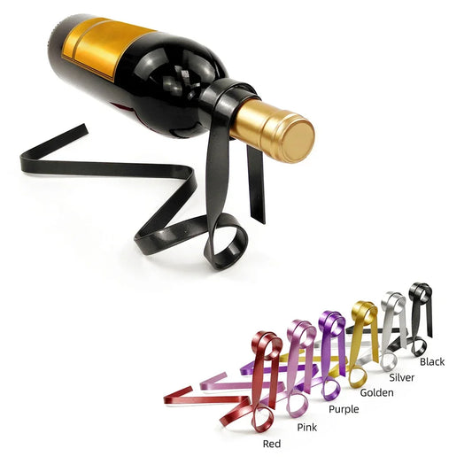 Colorful Ribbon Iron Wine Bottle Holder Creative Iron Suspended Wine Rack Bar Cabinet Home Decor Kitchen Decoration Dining Room