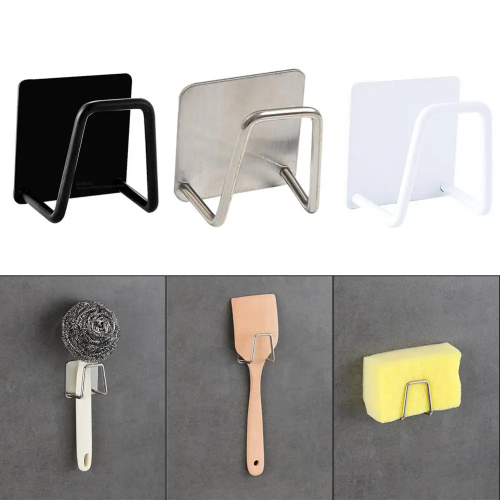 Soporte para esponjas de acero inoxidable, escurridor para fregadero de cocina, cepillo de limpieza de drenaje, gancho, estante de almacenamiento de esponja, ganchos de pared, organizador para el hogar