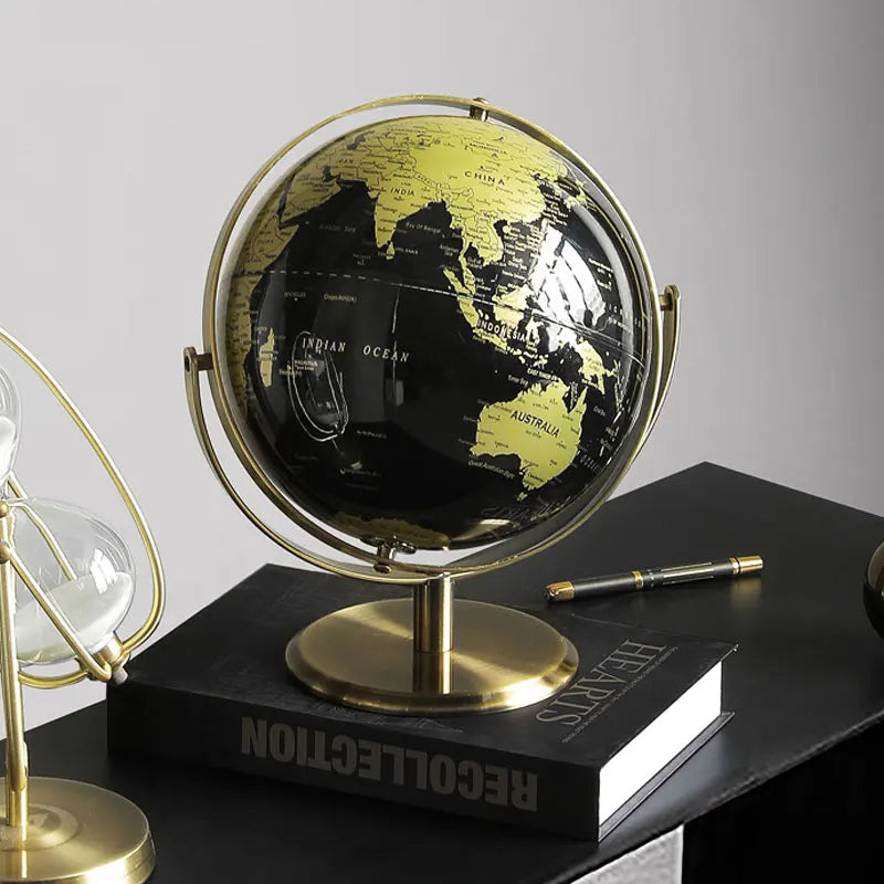 Globo terráqueo de escritorio, accesorios de decoración Retro para el hogar, globo terráqueo de 20CM, adornos de globo ligeros de lujo, mapa del mundo, Oficina de geografía