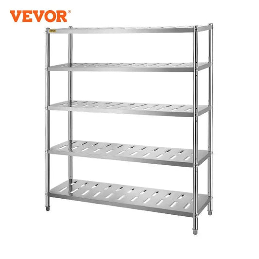 VEVOR Storage Shelf 4/5 Tier Storage Shelving Unit Stainless Steel  Heavy Duty Garage Shelf w/ Adjustable Height and Vent Holes