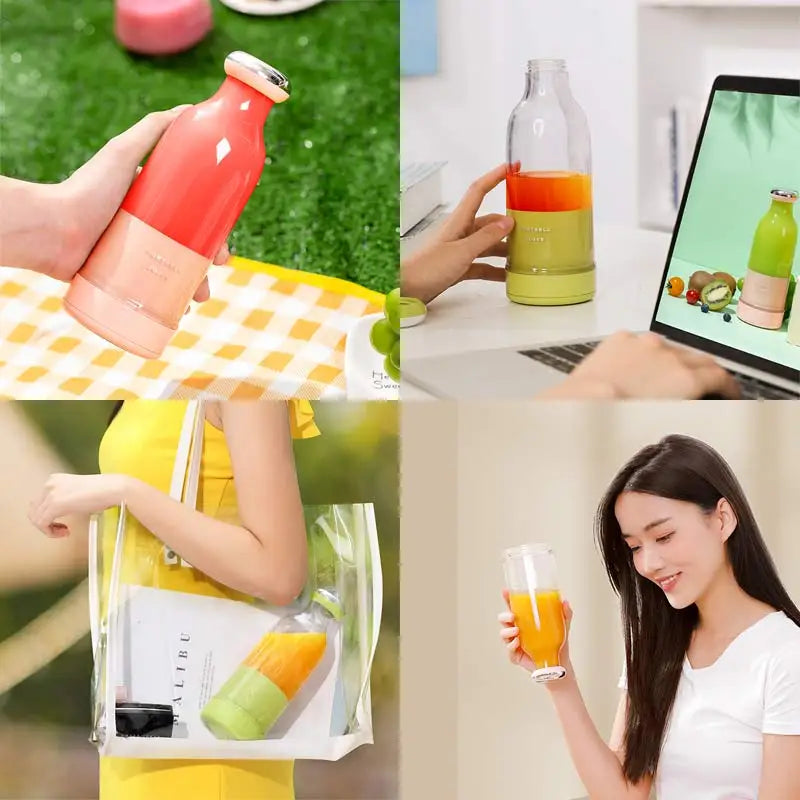 Licuadoras de zumo de frutas portátiles, Mini botella eléctrica Personal de verano para el hogar, USB, 6 hojas, exprimidor, máquina mezcladora para Cocina