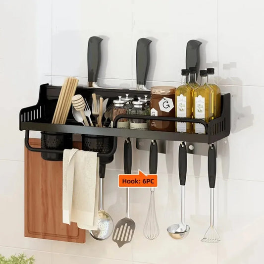 Hole-free Kitchen Rack Wall-mounted Multi-functional Chopsticks and Knife Holder Household Wall Supplies Storage Rack