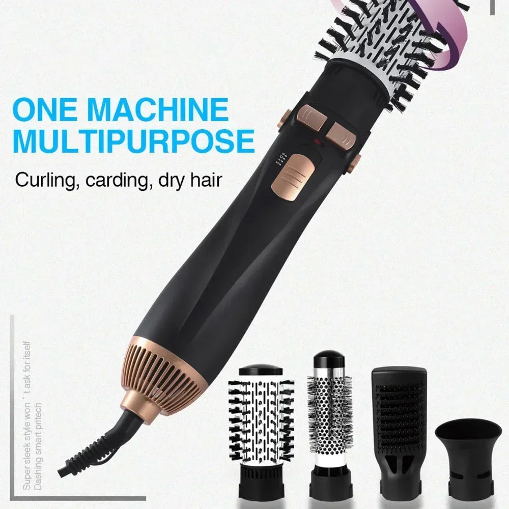 Hot Air Brush 4 Head Replaceable Hair Dryer Comb One Step Blower Electric Ionic Straightener Curler Styling Tools Home-appliance