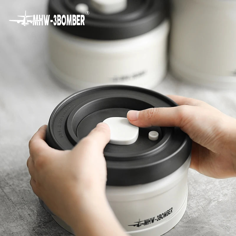 MHW-3BOMBER Manual Vacuum Airtight Canister Chic Coffee Bean Tea Storage Container Professional Home Kitchen Barista Accessories