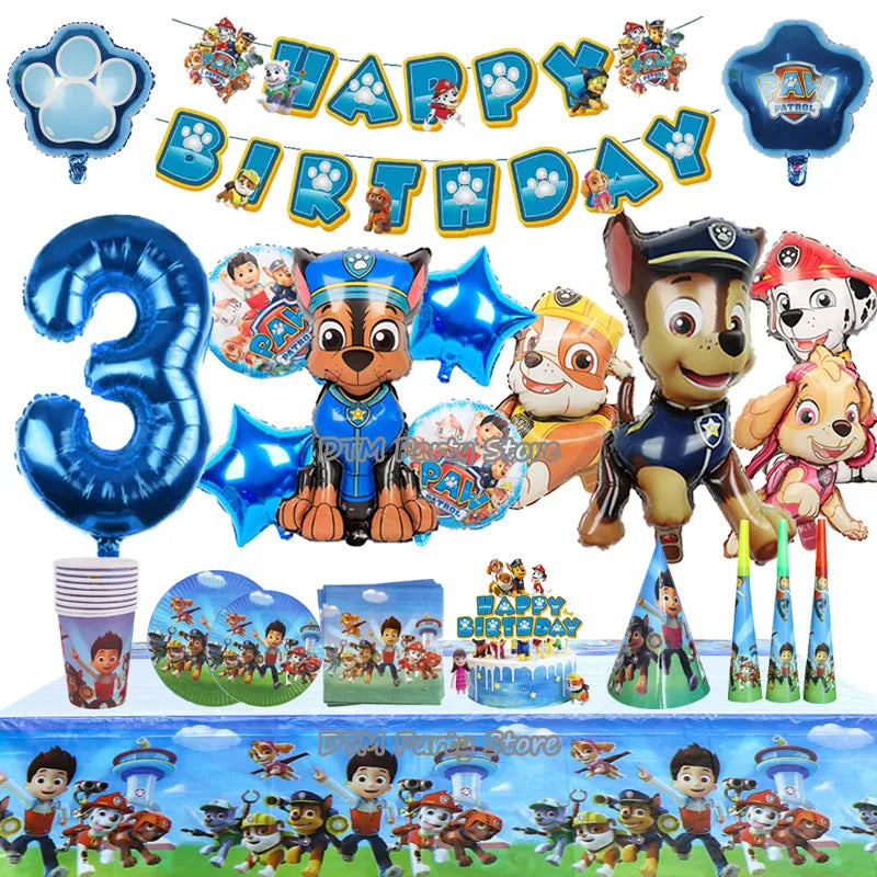 PAW Patrol – décorations de fête d'anniversaire, ballons en Latex et aluminium, vaisselle jetable, fournitures pour événements pour enfants, Chase Marshall Skye