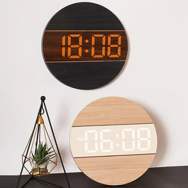 LED Wall Clock Japenese Simple Style 24/12 Hour Automatic Brightness Adjusting Living Room Creative Decoration Wire Plug in Use