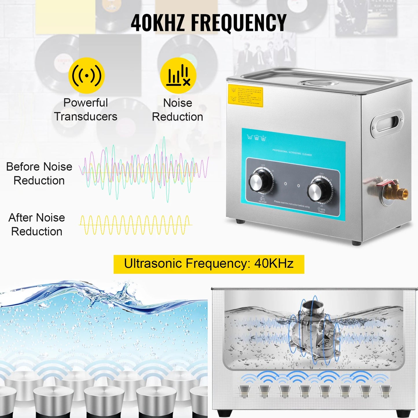 VEVOR 6L Electric Ultrasonic Cleaner Portable Washing Machine Lave-Dishes Ultrasound Home Appliance