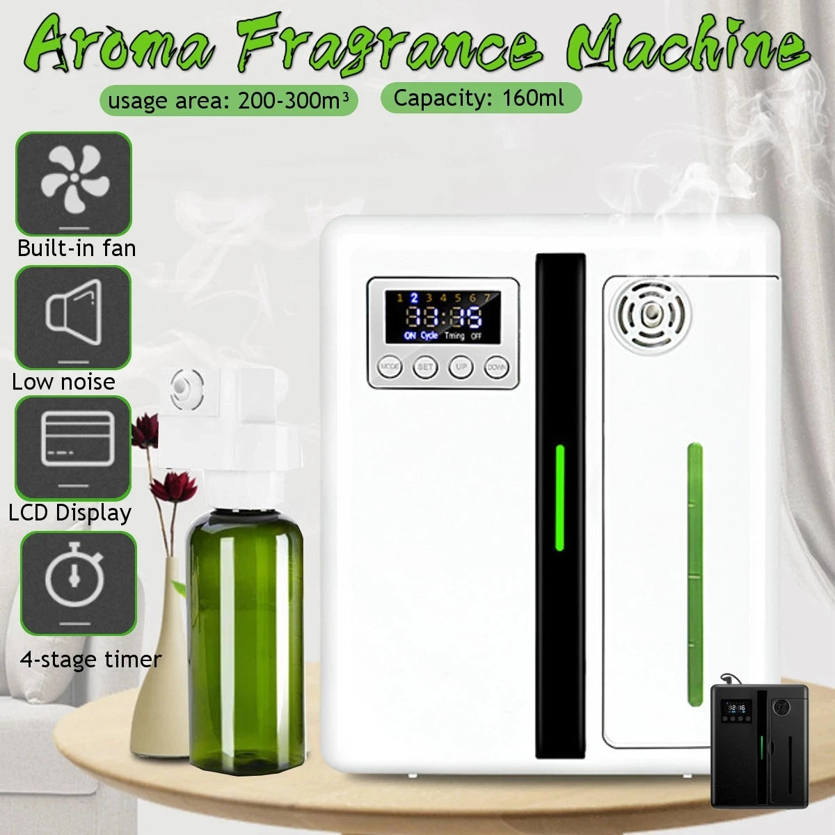 160ml Electric Oil Aroma Diffuser Fragrance Machine With Timer Scent Pure Essential Oil Diffuser Machine For Home Office Hotel