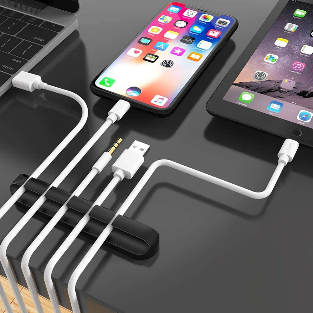 Organizador de cables, soporte para cables, enrollador de cables USB Flexible, Clips de silicona ordenados para ratón, teclado, Protector de auriculares