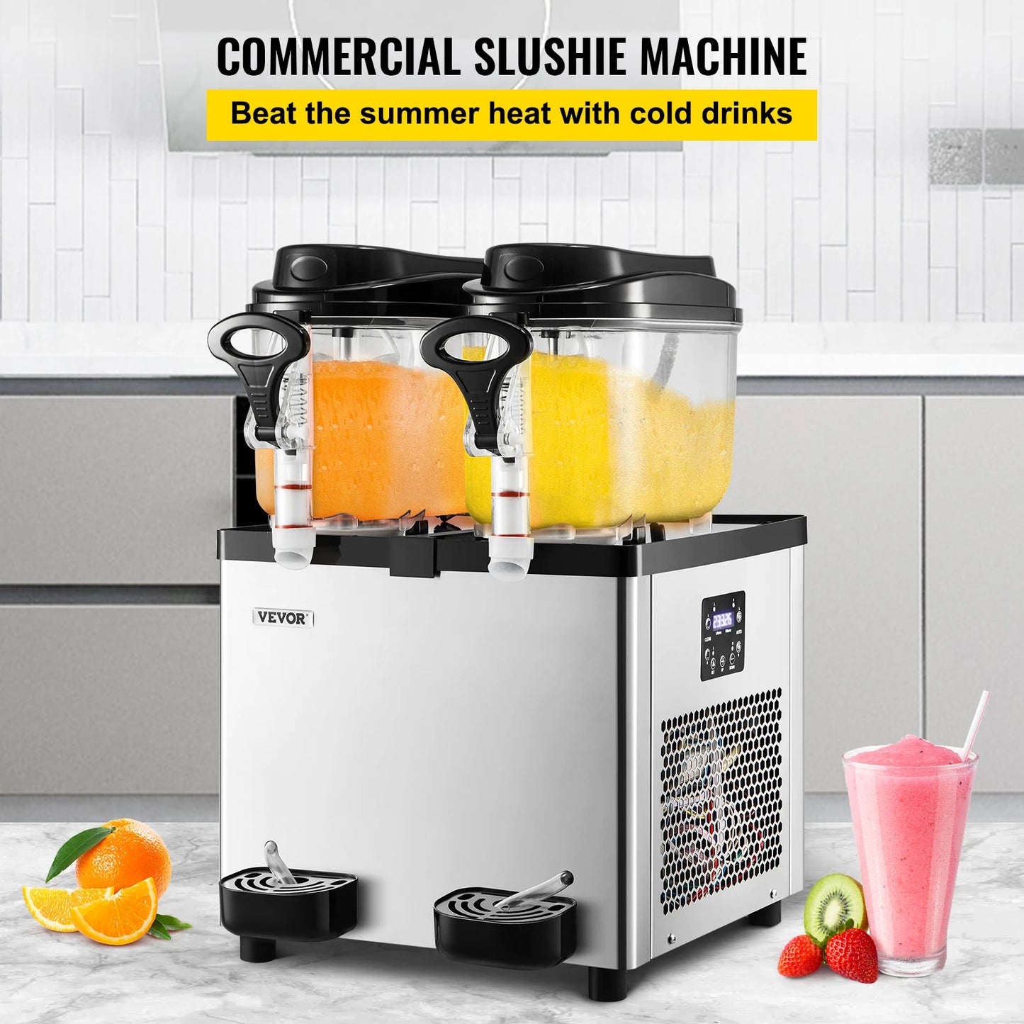 VEVOR-máquina de granizado de bebidas comerciales, dispensador de jugo de bebidas congeladas, equipo para hacer batidos fríos, 2x6L, para restaurante y Bar