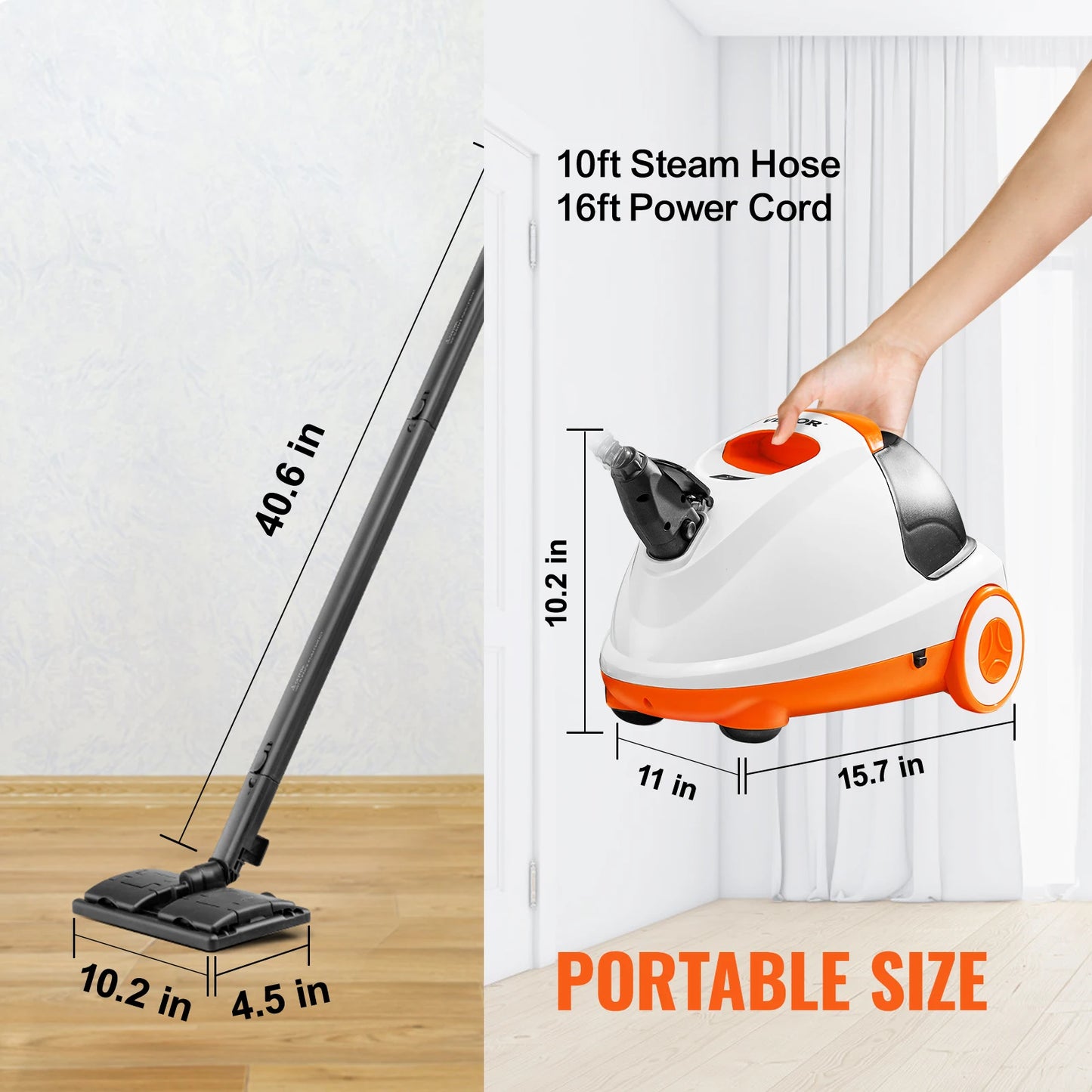 VEVOR Steam Cleaner W/ 85/51/45oz Tank Portable Steam Cleaner Chemical-Free Steamer for Deep Cleaning Floors Windows Grout Cars